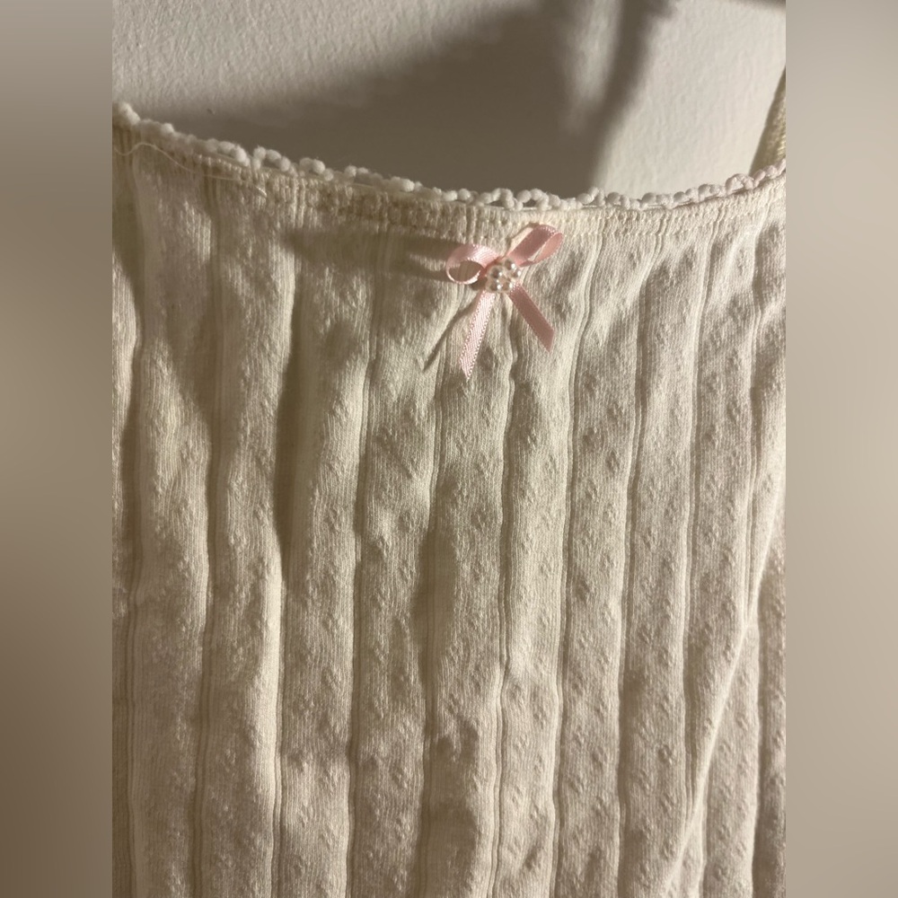 Reformation Cream Camisole with Lace and Bow - Picture 2 of 7